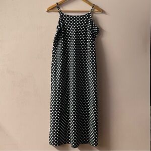 A New Day Black Polka Dot Slip Midi Dress EUC Size S
